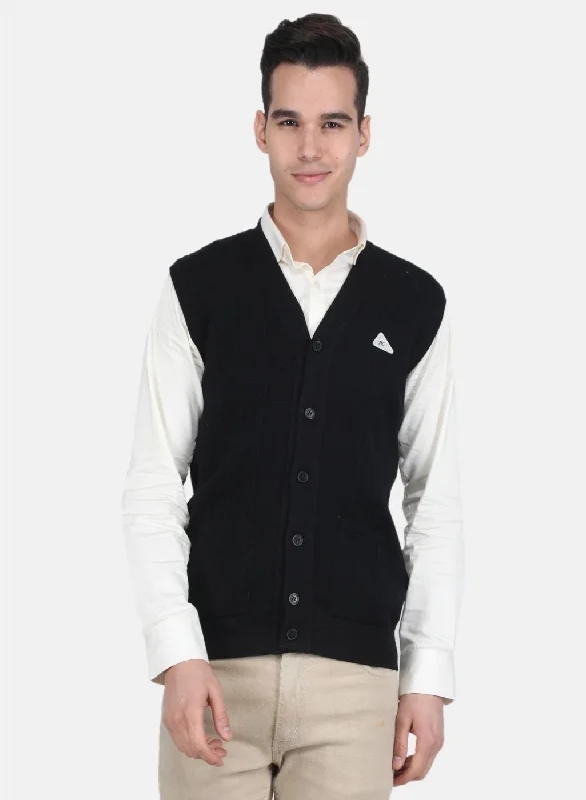 Tall Men's Linen Cardigan in Beige with a Roll - Up Sleeve Detail for a Relaxed Style Men Black Solid Cardigan
