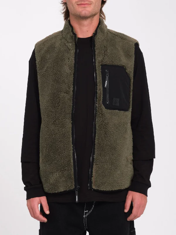 Men vest with a mandarin collar for a sophisticated appearance Muzzer Fuzzar Vest - Wintermoss