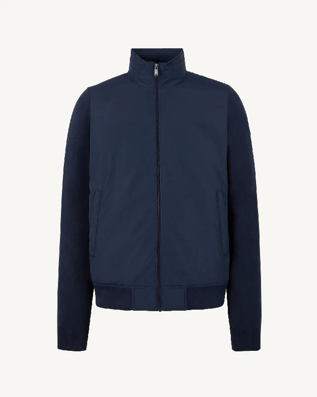 Slim - fit men down jackets in sleek black for a modern and stylish look Navy Bardenas bi-fabric hooded jacket