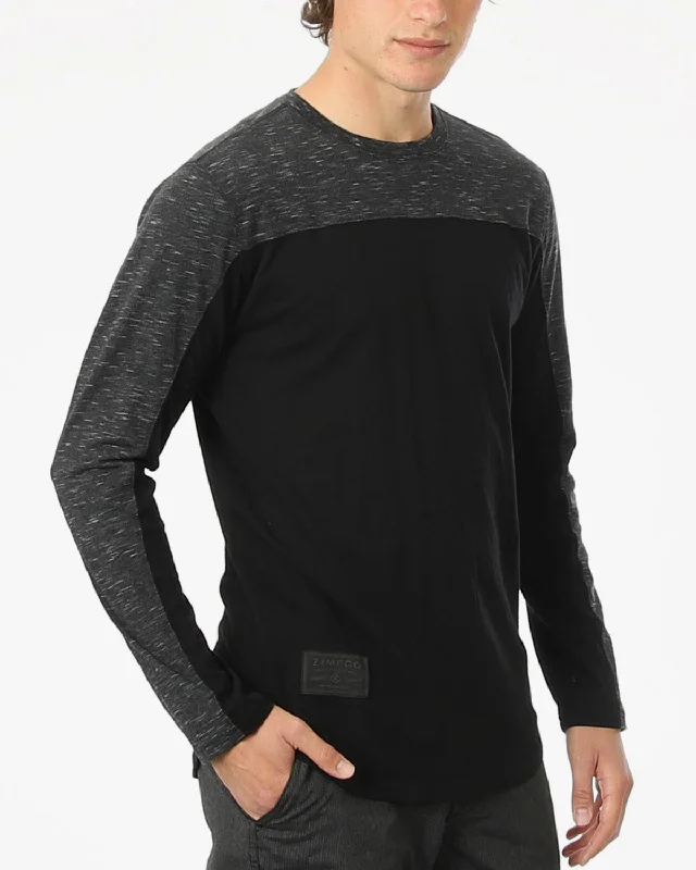 Men's long sleeve silk shirts in vibrant colors for a night out ZIMEGO Men's Fashion Color Block Long Sleeve Curved Hemline Athletic Hiphop Shirt