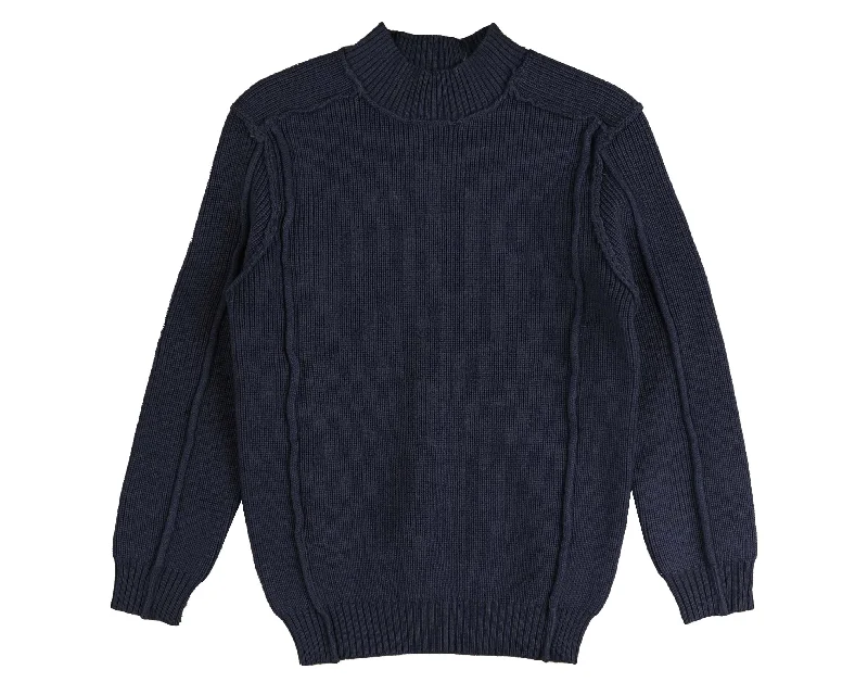 Men's Cable - Stitch Cardigan in Dark Green for a Rustic and Timeless Appearance Noma Navy Slub Tonal Emblem Knit (NKN750)