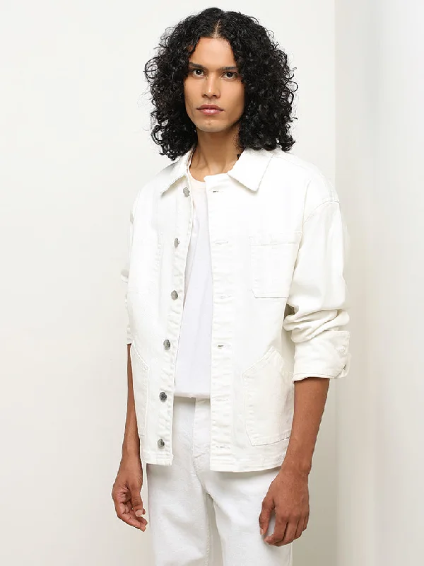 Men Blazers for Motorcycling in Protective and Cool - looking Fabrics​ Nuon Off-White Relaxed-Fit Denim Jacket