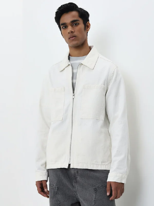 Men Blazers for Barbecues in Laid - back and Comfortable Styles​ Nuon Off-White Relaxed-Fit Denim Jacket