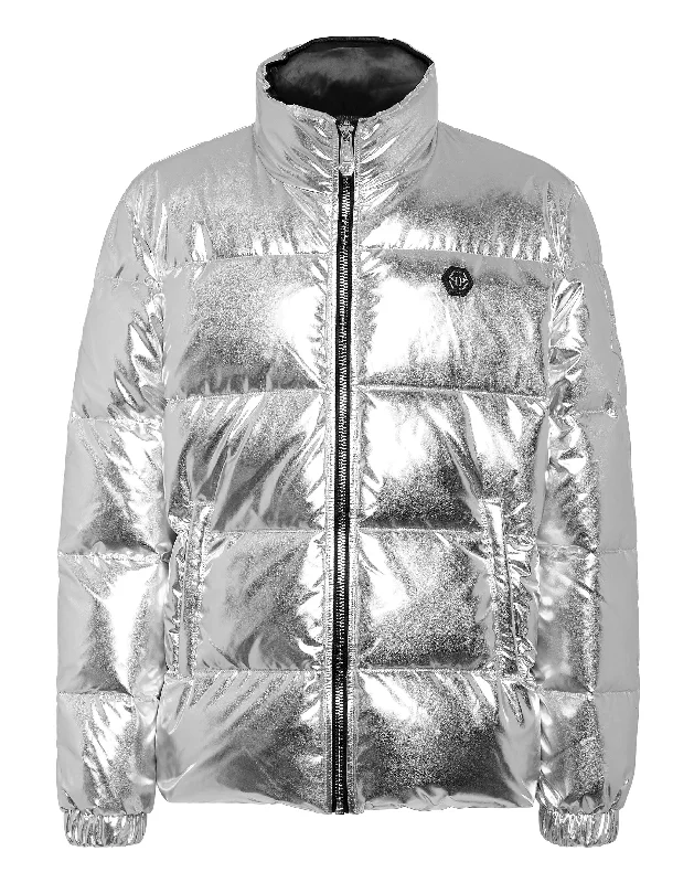 Men down jackets with a water - repellent outer shell for wet winter days Nylon Puffer Jacket Gothic Plein