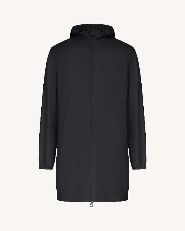 Men down jackets with a water - repellent outer shell for wet winter days Oban Polar fleece-lined long waterproof jacket Black