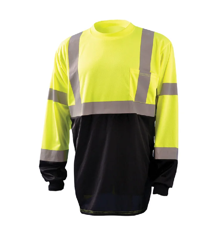Men's moisture wicking long sleeve athletic shirts for running marathons OccuNomix Men's Black Bottom Wicking Birdseye Long Sleeve Shirt