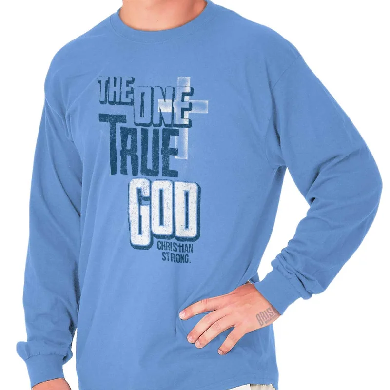 Men's button - front long sleeve Henley shirts with a casual charm One True God Long Sleeve T-Shirt