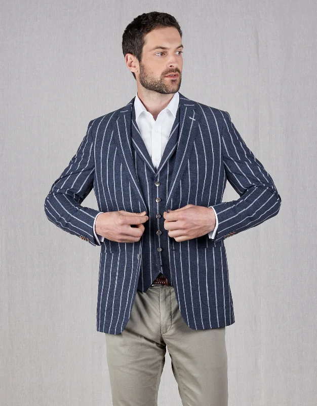 Men Blazers with Valentine's Day - Inspired Prints for Romantic Occasions​ Pearse Blue Stripe Blazer