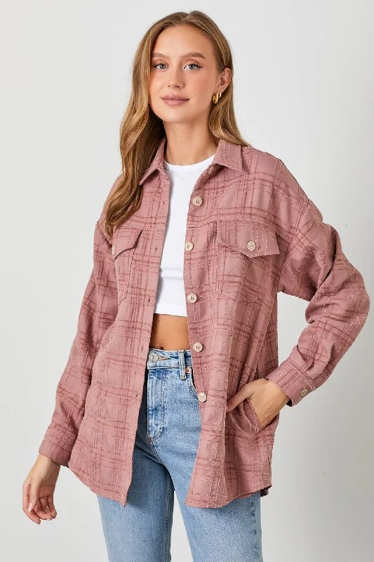 Men Blazers with Christmas - Themed Prints for Holiday Parties​ Dusty Mauve Texture Woven Shacket
