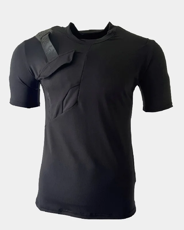 Men's anti - wrinkle long sleeve travel shirts for hassle - free trips POCKET T-SHIRT BLACK