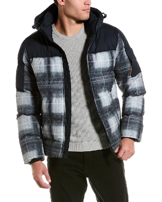 Men down jackets with a detachable inner liner for customizable warmth Point Zero Quilted Big Check Print Puffer Jacket