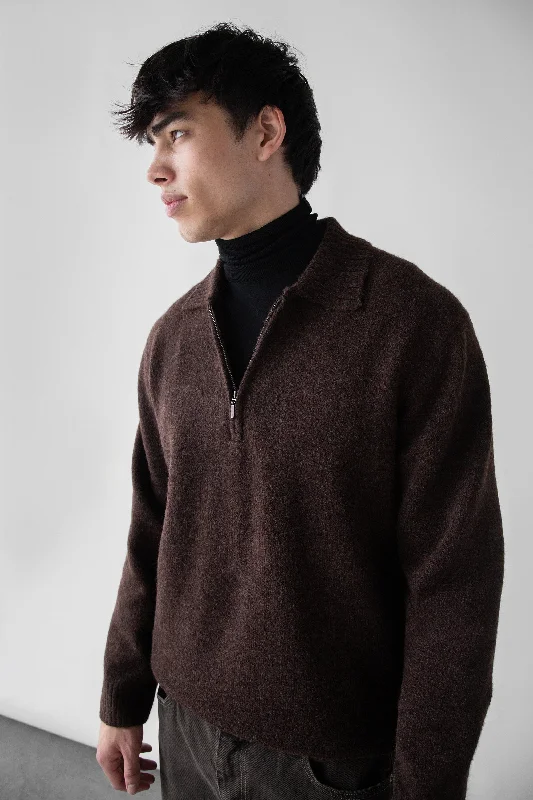 Tall Men's Open - Front Linen Cardigan in Light Blue for a Breezy Summer Ensemble POLO HALF ZIP SWEATER