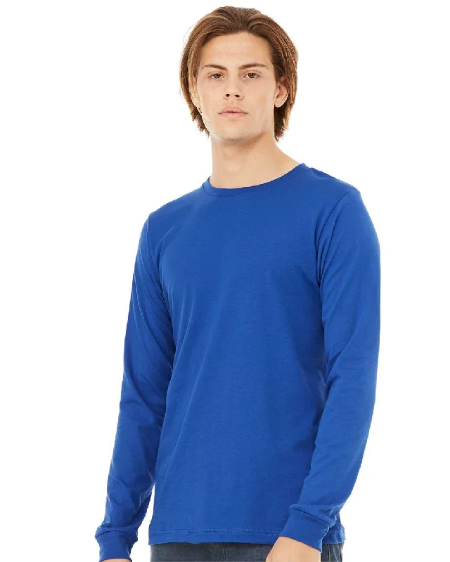 Men's anti - wrinkle long sleeve travel shirts for hassle - free trips Pretreated BELLA+CANVAS 3501 Unisex Jersey Long Sleeve Tee