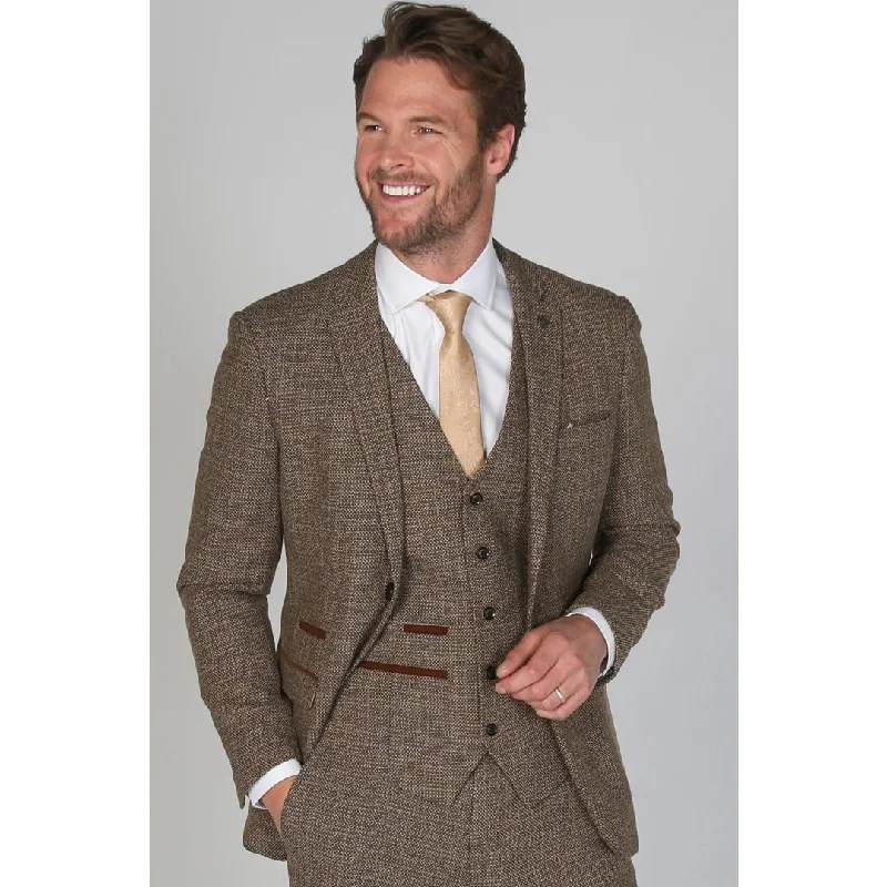 Men Blazers with Retro Prints for a Nostalgic Feel​ Ralph - Men's Tweed Brown Blazer