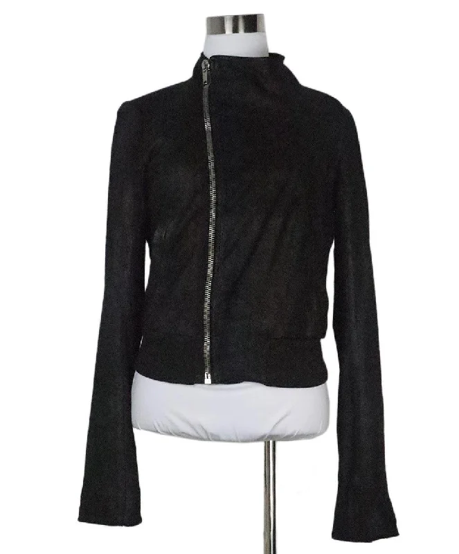 Men Blazers with Abstract Art Prints for an Artistic Flair​ Rick Owens Black Suede Jacket sz 2