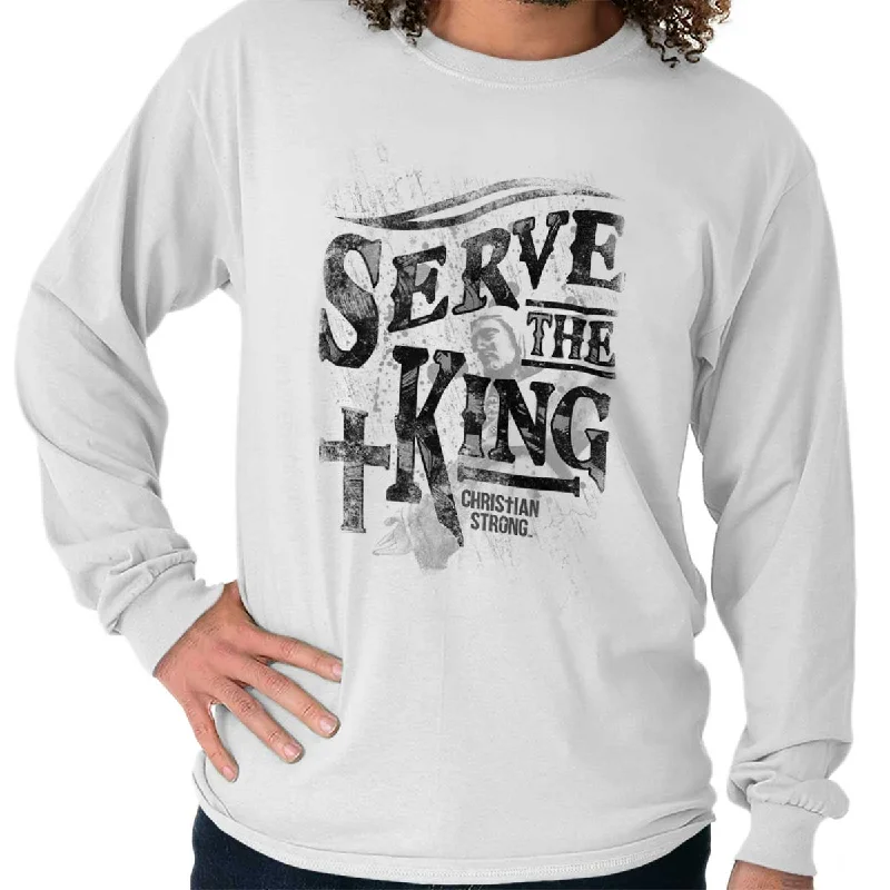 Men's long sleeve tartan pattern shirts for a traditional Scottish look Serve The King Jesus Christ Long Sleeve T-Shirt