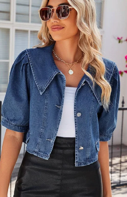 Men Blazers for Polo Matches in Classic and Sporty Styles​ Blue Short Sleeve Denim Jacket