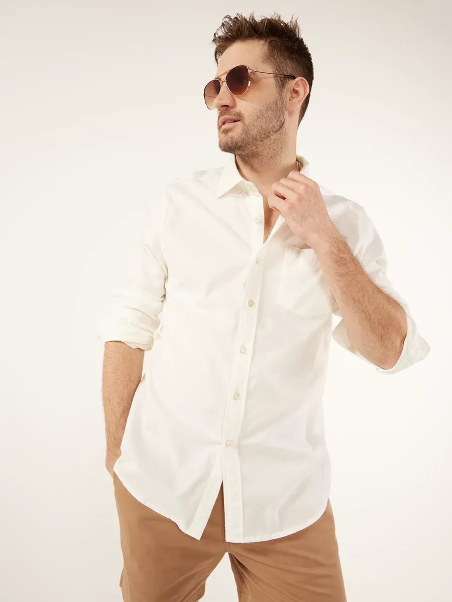 Men's long sleeve polo shirts with a contrast placket for added style The Casual Monday(L/S Oxford Friday Shirt)