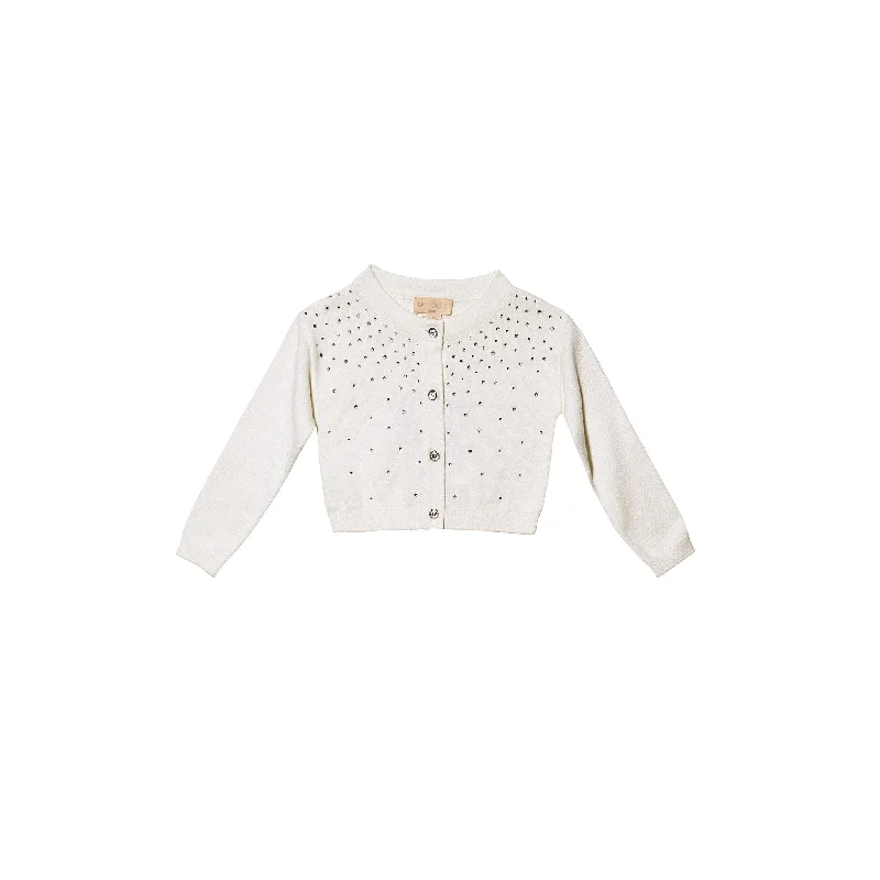 Men's Cable - Knit Cardigan in Beige with a Shawl Collar for a Traditional and Warm Appearance Tutu du Monde Bebe Crystal Cardigan Milk