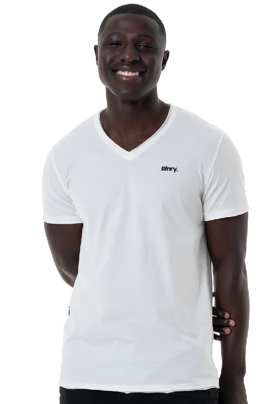 Men's long sleeve fleece - lined shirts for extreme cold weather V-Neck T-Shirt _ 146855 _ Off White