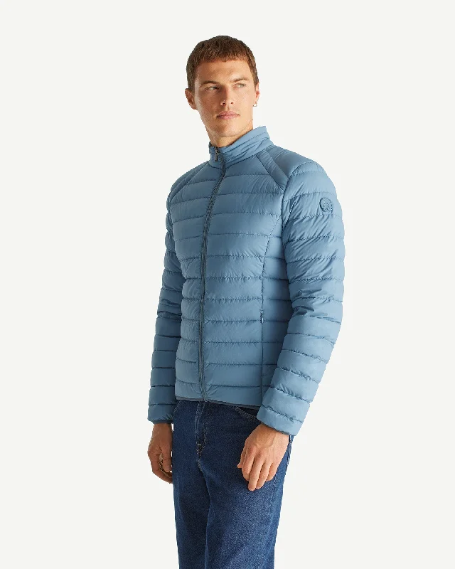 Men down jackets with a recycled down fill for an eco - conscious choice Washed blue Aragon lightweight stretch puffer jacket