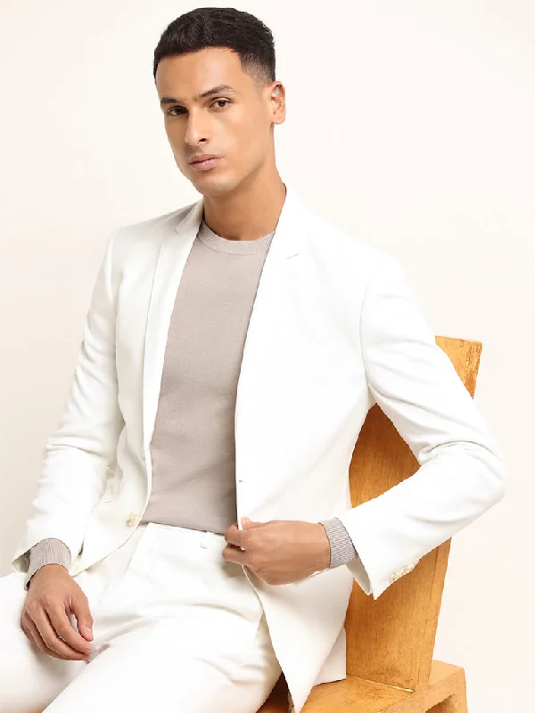 Men Blazers for Weddings as Groomsmen's Attire​ WES Formals Off-White Slim-Fit Blazer