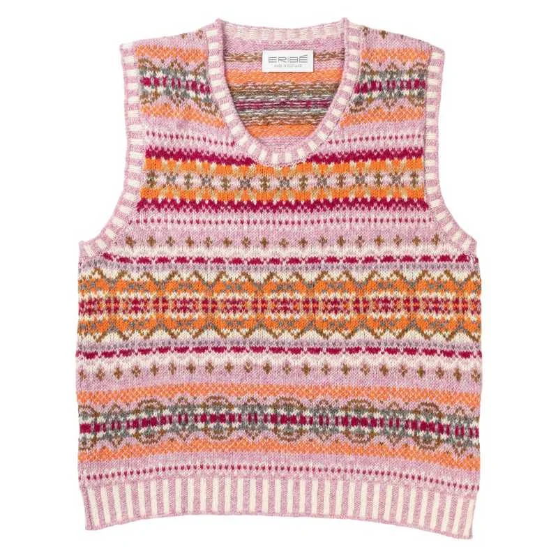 Tall Men's Open - Front Linen Cardigan in Light Blue for a Breezy Summer Ensemble Eribe Westray Fairisle Vest in Orange Burst V2427
