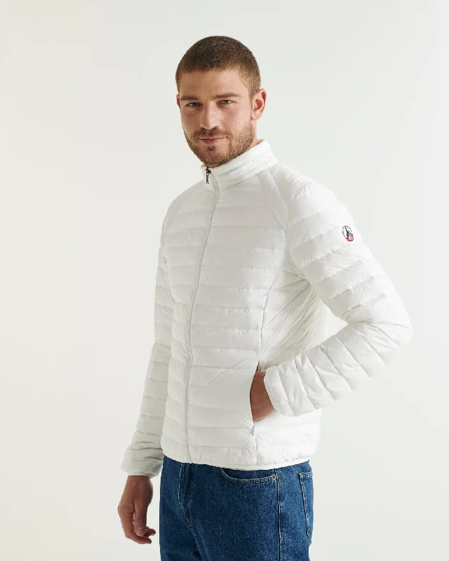 Long - length men down jackets to provide extra coverage and warmth White Mat lightweight puffer jacket